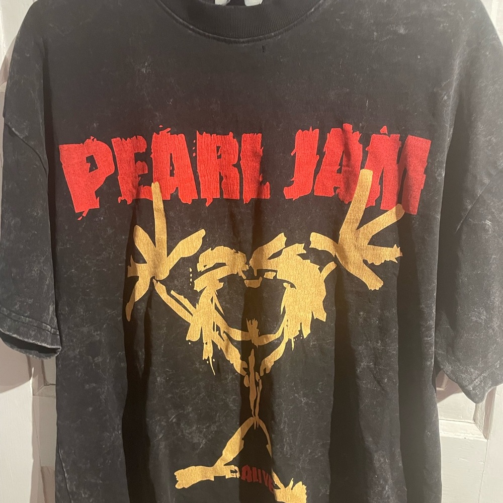 Fear of God x Pearl Jam Black Tee with Red and Gold Print